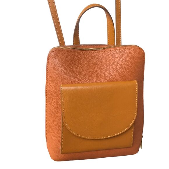 DIVINA FIRENZE BACKPACK/CROSSBODY ITALIAN PEBBLED LEATHER WITH CAMEL TAN TONES - Picture 1 of 16